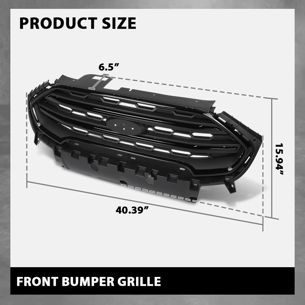 G-PLUS Bumper Grille, Compatible with Ford Ecosport 2018-2022, GN1Z-17B968-AB, GN1Z17B968AB, FO1200633