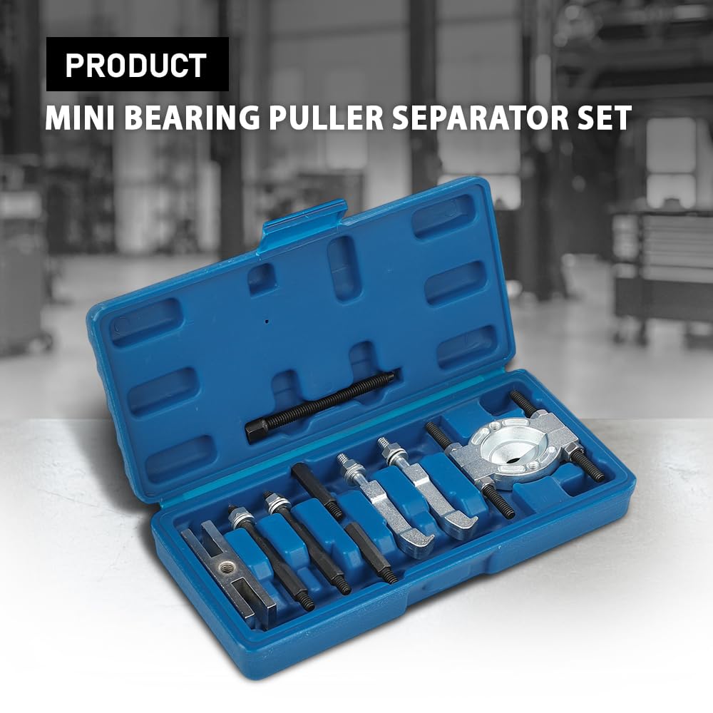 G-PLUS Mini 9pc Bearing Puller Separator Set 30-50mm Pull Out Jaw Gear Pulley Removal Compatible with Removing Small Gears, Wheels and Fittings from Shaft Black