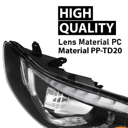 G-PLUS Headlight DRL LED Projector Driver LH Compatible with Hyundai Elantra 2014-2016 Clear Lens Black Housing Amber Reflector Bumper Headlamps,faros delanteros