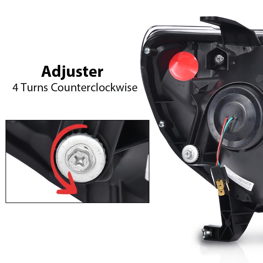 G-PLUS LED Tube Projector Headlights Headlamps W/o Bulbs Compatible with Toyota Tacoma 2005-2011 Clear Lens Black Housing Clear Reflector Driver & Passenger Side,faros delanteros