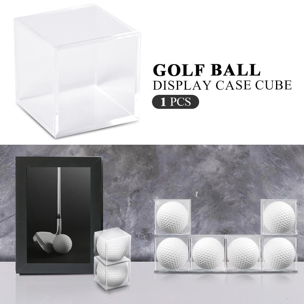 G-PLUS Golf Ball Display Case Acrylic Clear Baseball Holder Cube