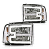 G-PLUS LED Headlights Compatible with Ford F250 F350 F450 F550 Super Duty 2005-2007 DRL BAR Headlamps Clear Lens Chrome Housing Amber Reflector,faros delanteros
