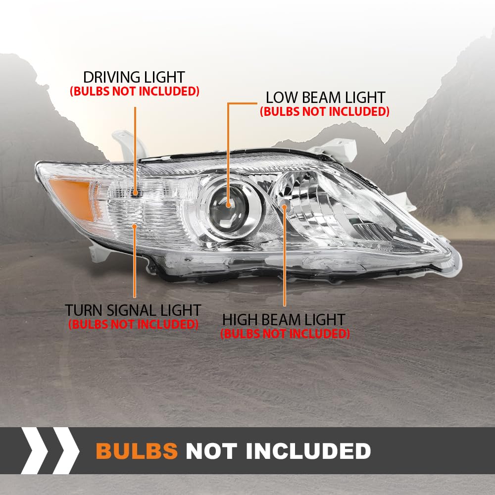 G-PLUS Headlight Assembly Front Headlamp Right Side Compatible with Toyota Camry Sedan 4-Door 2010-2011 TO2503195, TO2503195, 81150-06520, 81110-06520, 8111006500, TO2503191, 8115006500 White