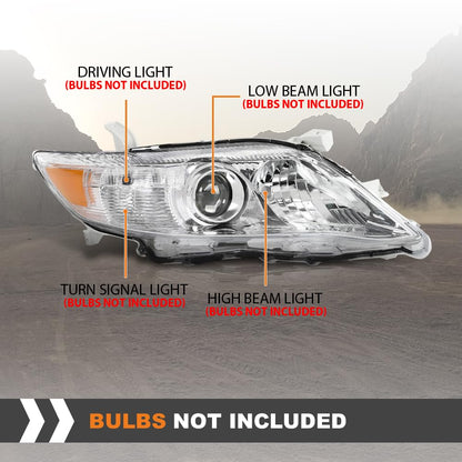 G-PLUS Headlight Assembly Front Headlamp Right Side Compatible with Toyota Camry Sedan 4-Door 2010-2011 TO2503195, TO2503195, 81150-06520, 81110-06520, 8111006500, TO2503191, 8115006500 White