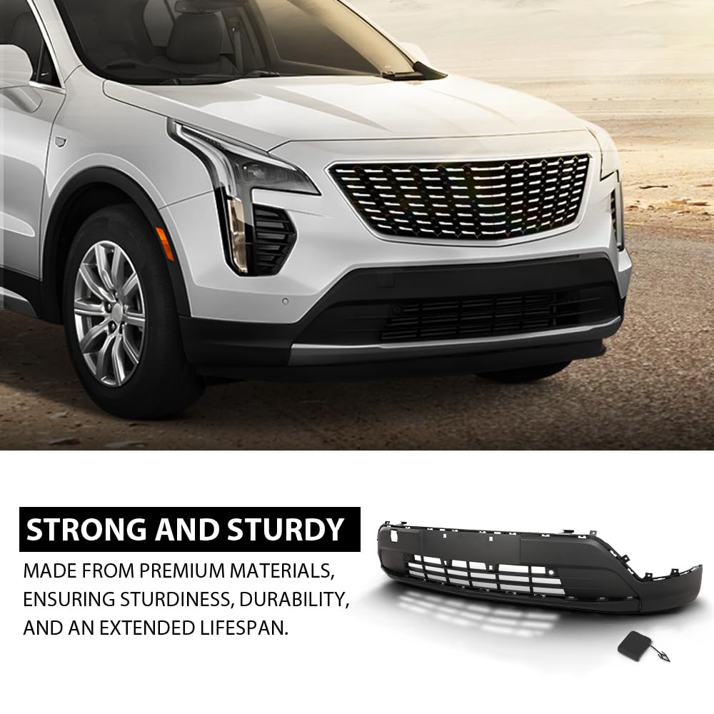 G-PLUS Bumper Cover Front Lower Compatible with Cadillac XT4 2019-2023 With Sensor Holes Black
