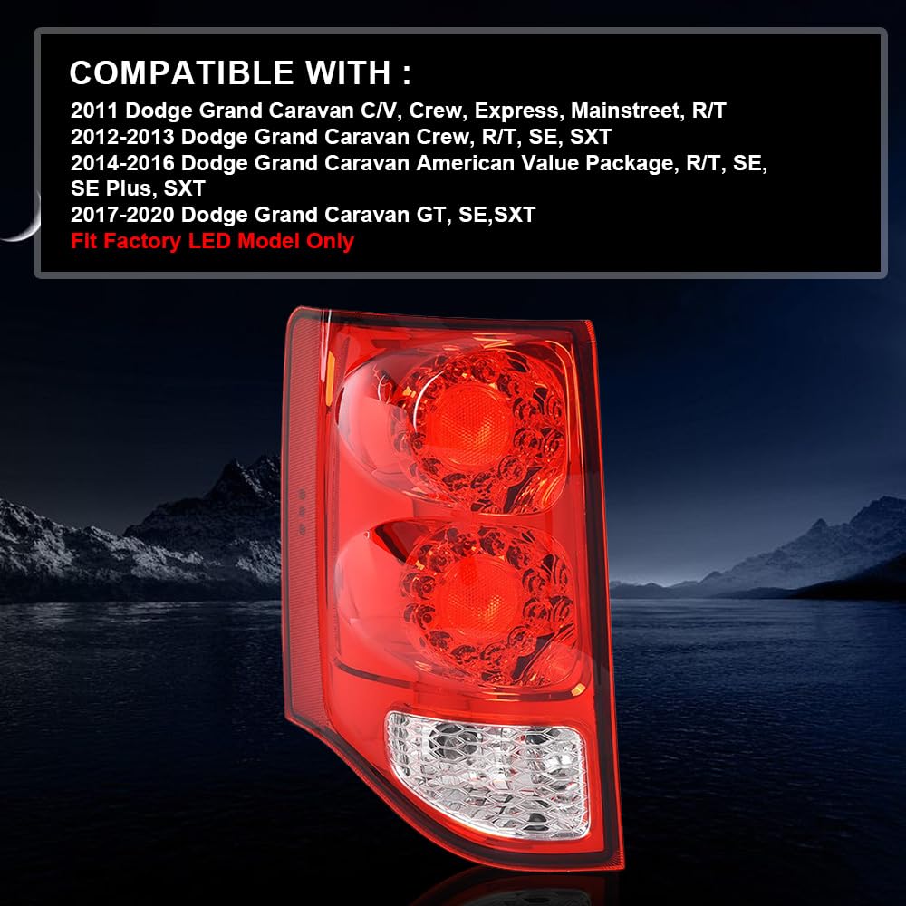 G-PLUS LED Tail Lights w/Bulbs Compatible with Dodge Grand Caravan 2011-2020