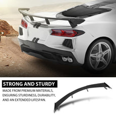 G-PLUS Trunk Spoiler Wing for Chevy Corvette C8 2020-2024 Carbon Fiber Black Product Image