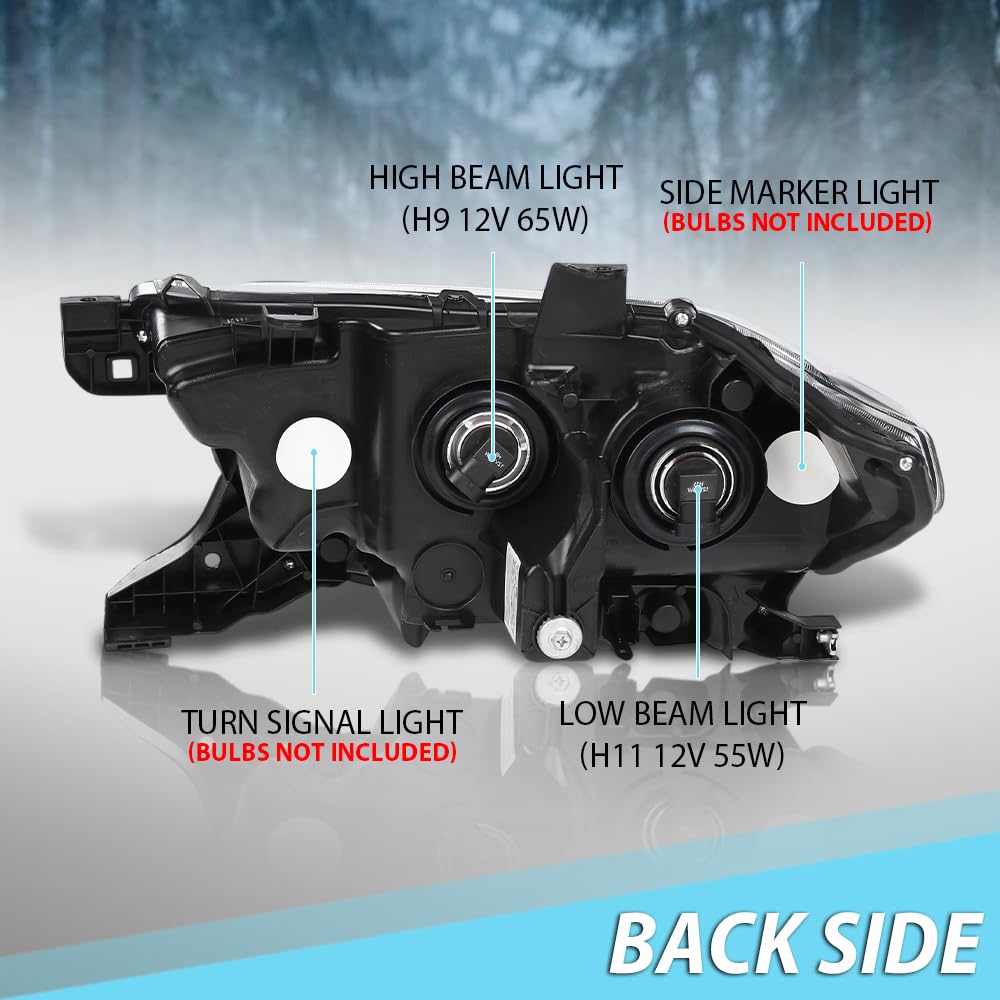 G-PLUS Headlight Assembly Right Side Compatible with Toyota Tacoma SR5 Crew Cab/Extend Cab Pickup 2019-2023 White and Black