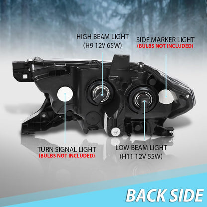 G-PLUS Headlight Assembly Right Side Compatible with Toyota Tacoma SR5 Crew Cab/Extend Cab Pickup 2019-2023 White and Black