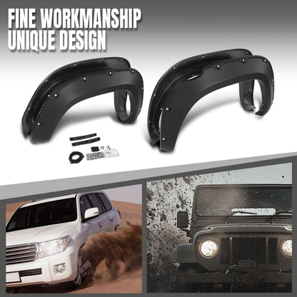 G-PLUS 4PCS Fender Flares Compatible with Toyota Tacoma 2016 2017 2018 2019 2020 2021 2022 (Not Fit Double Cab Trims) Wheel Arch Cover Trim, Smooth Pocket-Riveted