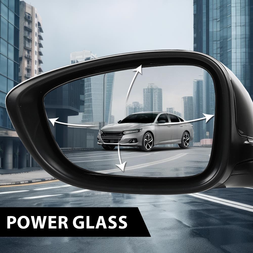 G-PLUS Power Mirror Left Driver Side Compatible with Honda Accord Sedan 2018-2022 1.5L 76258TVAA02 76251TVAA01ZJ HO1320328 Glossy Black 3-Pin Manual Folding
