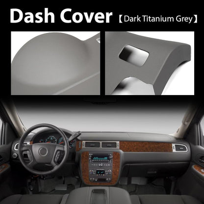 G-PLUS TPE Dash Board Dash Cover Compatible with 2007-2014 Chevy Tahoe Suburban Yukon Avalanche/GMC Sierra 1500 2500 HD 3500 HD Yukon Gray