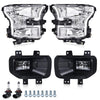 G-PLUS Front Left & Right Side Bumper Fog Lights Assembly & Headlights Assembly w/o Bulbs Fit Ford F150 2015 2016 2017(White Cover White Frame Headlamps + Fog Lamps)