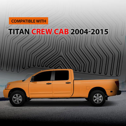 G-PLUS Floor Mats & Cargo Liner Compatible with Nissan Titan Crew Cab 2004 2005 2006 2007 2008 2009 2010 2011 2012 2013 2014 2015 All Weather Protection TPE Floor Liners 1st & 2nd Row Black