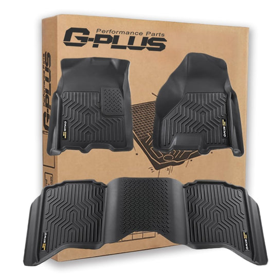 G-PLUS Floor Mats Compatible with Dodge Ram 1500 2009-2024 (fit 2019-2024 Classic Body) /Fit Ram 2500 3500 2010-2018 Crew Cab w/Auto Trans All Weather Protection TPE Floor Cargo Liners