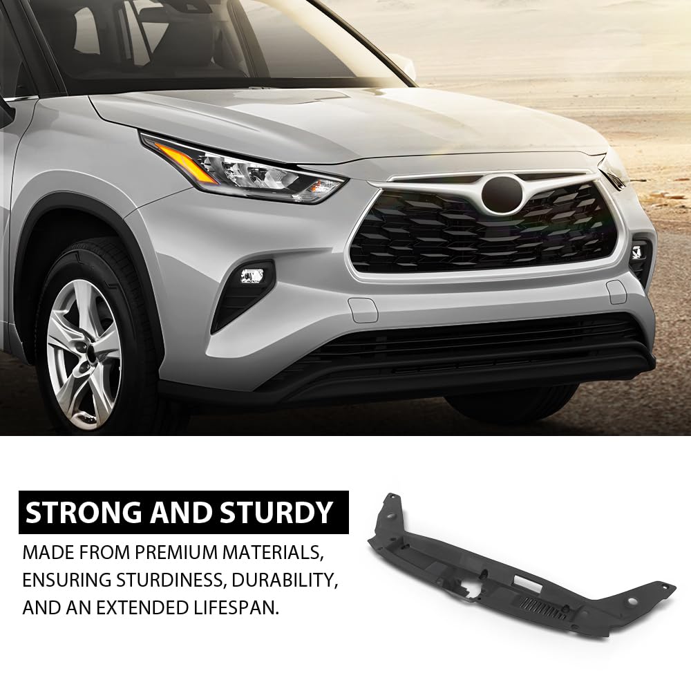 Upper Radiator Support Cover Air Intake Top Cover Panel Compatible with Toyota Highlander 2020-2024 532950E120 Black PP