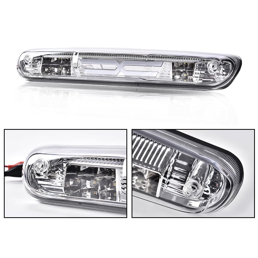 G-PLUS LED Third Brake Light Compatible With Chevy Silverado 2007 2008 2009 2010 2011 2012 2013 2014/ GMC Sierra,3RD LED Bar Brake/Cargo Light,Type X (Clear lens Chrome Housing Amber Reflector)