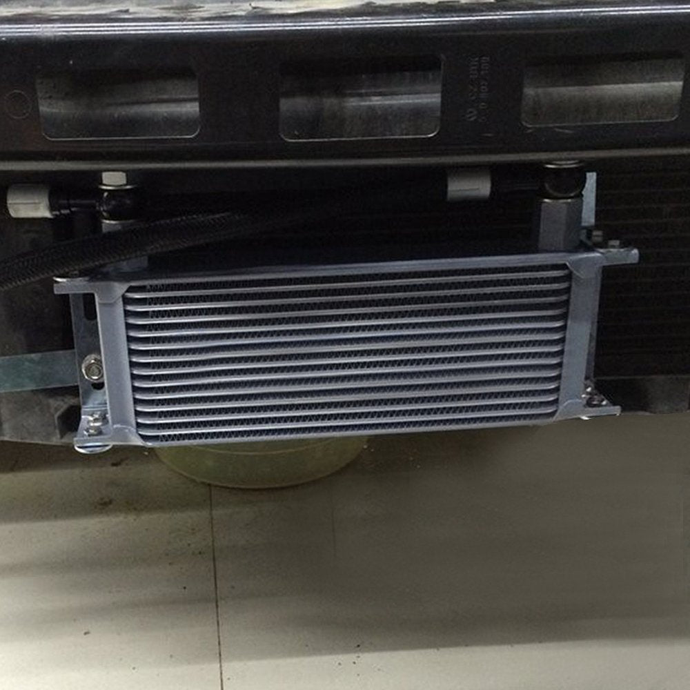G-PLUS Oil Cooler Kit for Universal AN10 Oil Filter Relocation Silver Close-up View