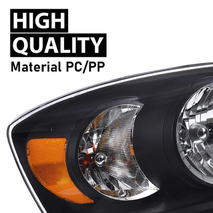 G-PLUS Headlights w/Bulbs Compatible with Dodge Ram 1500 2006-2008/Fit Dodge Ram 2500 3500 2006-2009,CH2503180 Clear Lens Black Housing Amber Reflector Bumper Headlamps,faros delanteros Assembly