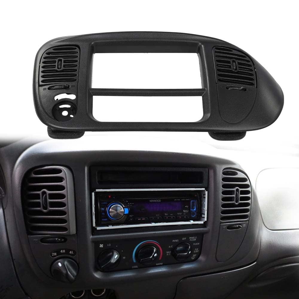 G-PLUS 1Set Center Dash Radio Surround Bezel Trim Panel Compatible with 2000-2003 Ford F150/2000-2002 Ford Expedition Black Dashboard Cover