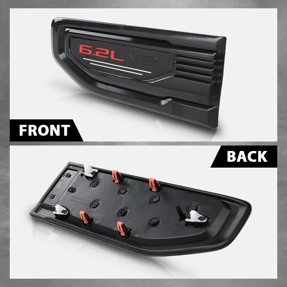 G-PLUS Fender Vent Emblem Kit Compatible with GMC Sierra 1500 6.2L 2019 2020 2021 2022 2023 2024, Fit 6.2L 1500 Model Trucks Only, 85160723 86532094, Black