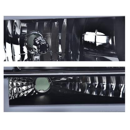 G-PLUS LED DRL Headlights, Fit 1992-1996 Ford Bronco F150 F250 F350,Fits Models with Halogen Headlights Only,Bumper Headlamps, Clear Lens Black Housing Clear Reflector,faros delanteros