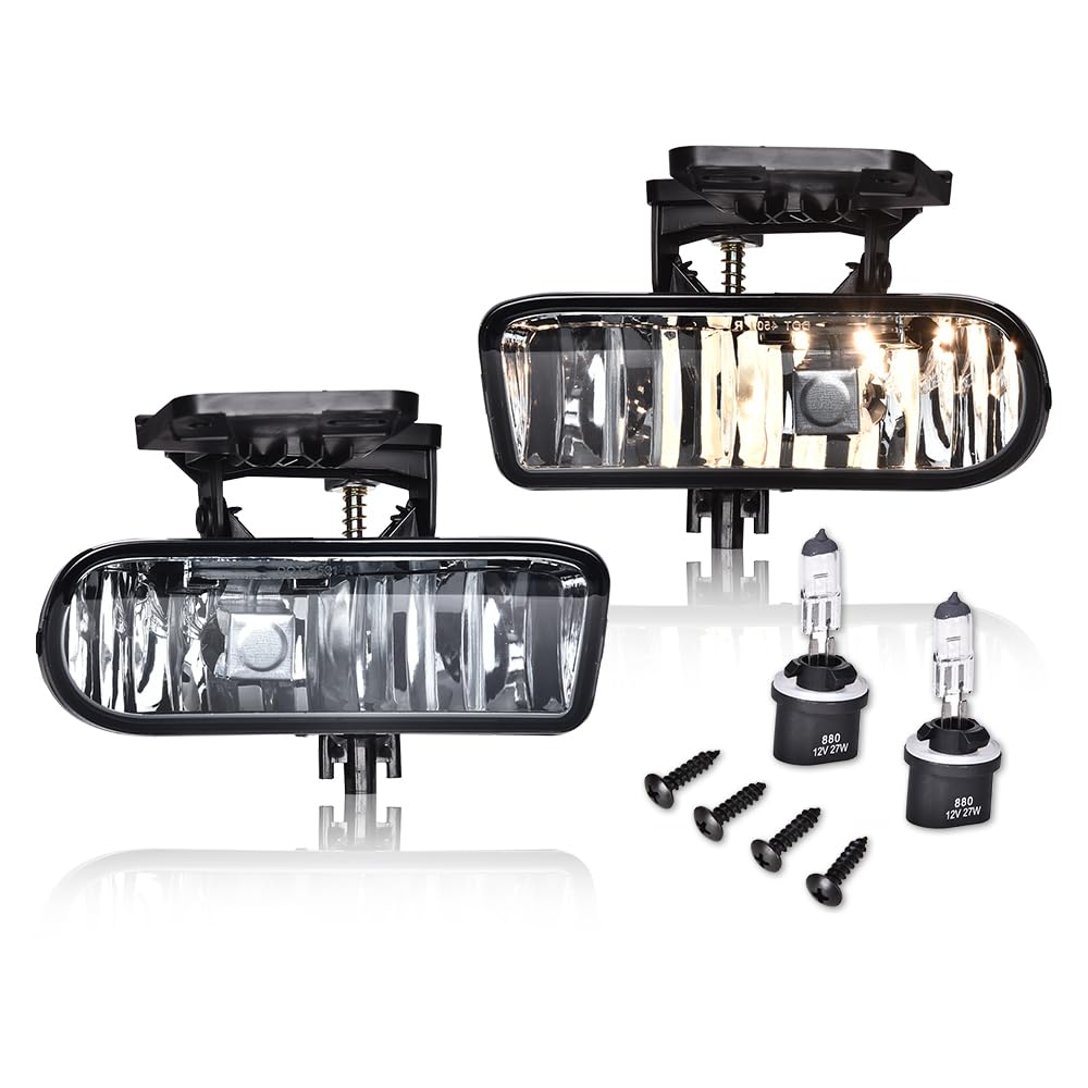 G-PLUS Front Bumper Fog Light Compatible With 2000-2006 GMC Yukon/Yukon XL,Driving Fog Lamps Driver & Passenger Side Pair (Smoky lens)