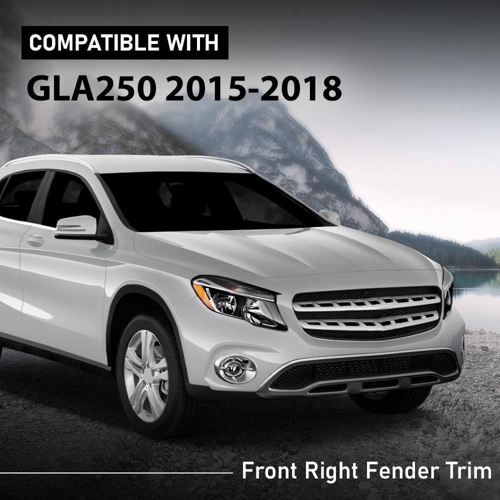 G-PLUS Fender Trim Molding Front Left Compatible with Benz GLA250 (submodel: 4Matic, Base) 2015-2020,Fit Benz GLA45 AMG 4Matic 2015-2019 Textured Black 1568852322