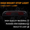G-PLUS High Mount Rear 3rd Third Brake Light Compatible With 2014-2018 Chevy Silverado GMC Sierra 1500 2500 HD 3500 HD LED Cargo Tail Lamp Black Housing Smoky Red Lens
