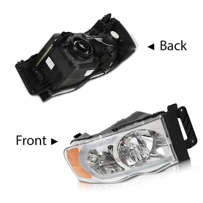 G-PLUS LED Headlights Headlamps Compatible with Dodge Ram 1500 2002-2005,Compatible with Dodge Ram 2500 3500 2003-2005 Chrome Clear Lens Clear Housing Amber Reflector,faros delanteros Assembly