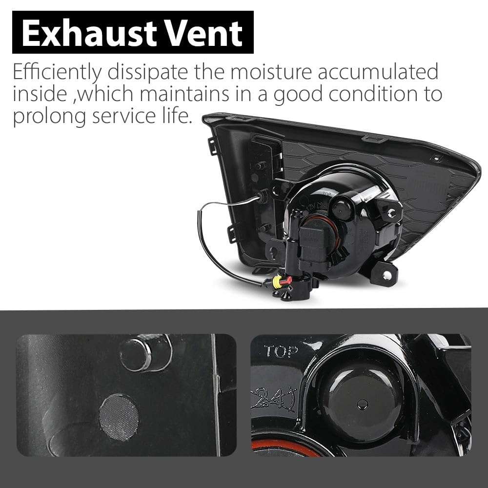 G-PLUS Front Bumper Driving Fog Lights W/Wiring US Compatible with Honda Fit Hatchback 4-Door 2015-2017 Black