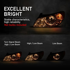 G-PLUS Headlight Assembly for Hyundai Elantra 2007-2010 Clear Lens Chrome Housing Close-up View