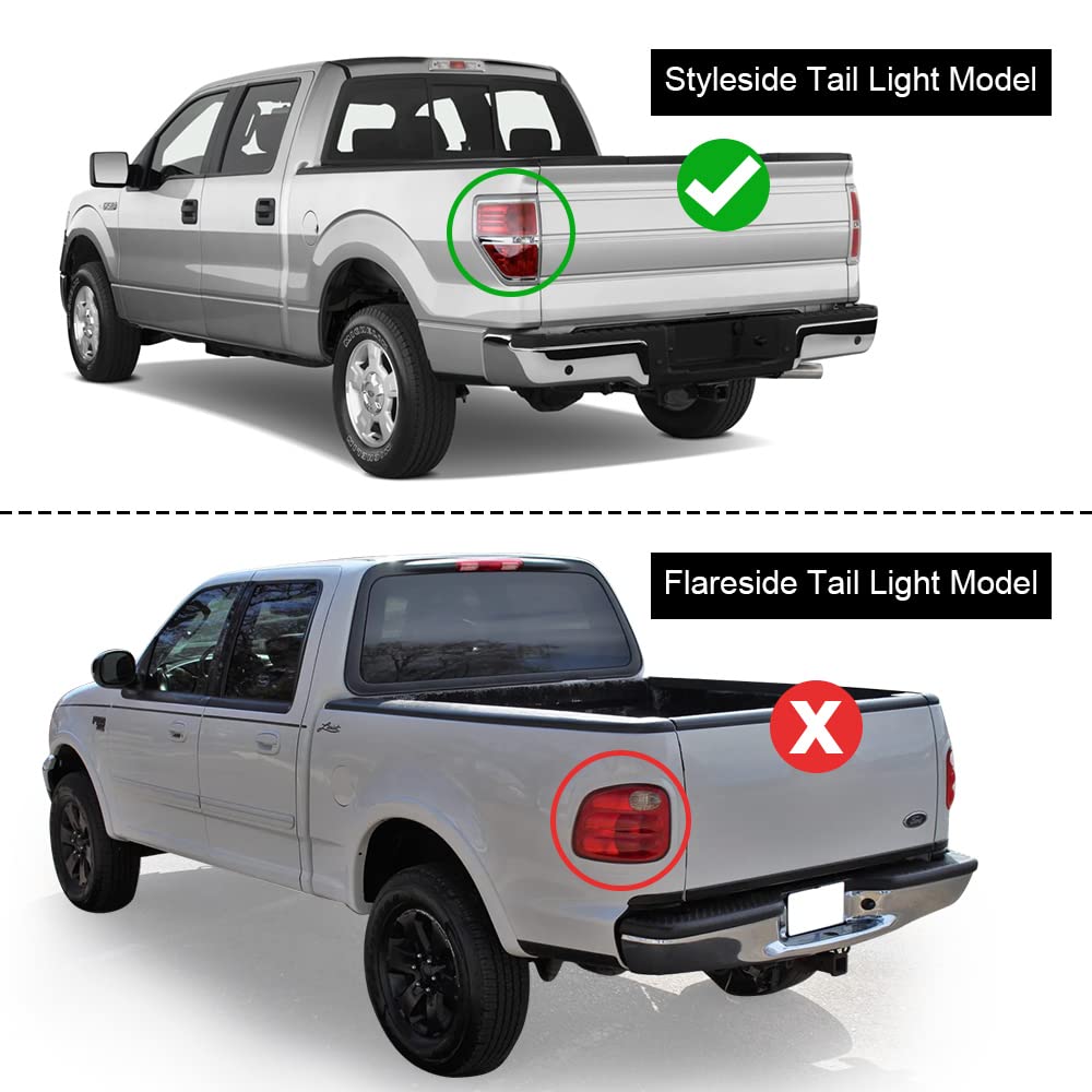 G-PLUS LED Rear Tail Lights Compatible With 2009-2014 Ford F150 2/4 Door Pickup Dual-Row LED Brake Lamps Chrome Housing Driver & Passenger Side BL3Z13405B BL3Z13404B BL3Z13405AA BL3Z13404AAAssembly