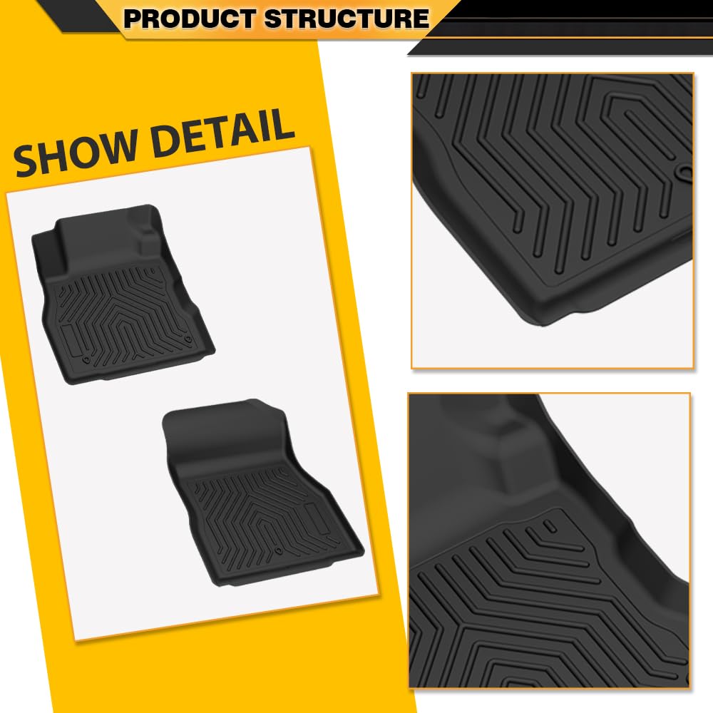Floor Mat Liner Fit Nissan Kicks 2018 2019 2020 2021 2022 2023 2024 All Weather Full Cover Protection TPE Floor Cargo Liners 1st & 2nd Row 3PCS Black, alfombras para carro