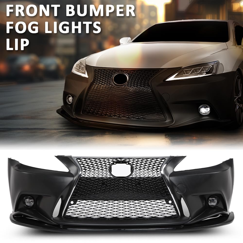 G-PLUS Black Lexus IS Front Bumper Kit + Lip + Plate (2006-2013 LX IS IS250 IS350 & 14+ F-Sport)