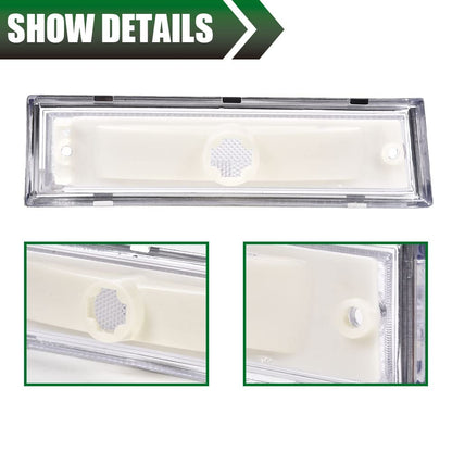 G-PLUS Front Side Marker Lights Assembly Compatible With 1981-1991 Chevy Blazer/GMC Jimmy C/K R Pickup,Side Chrome Bezel Marker Lamps Pair (Clear Lens)