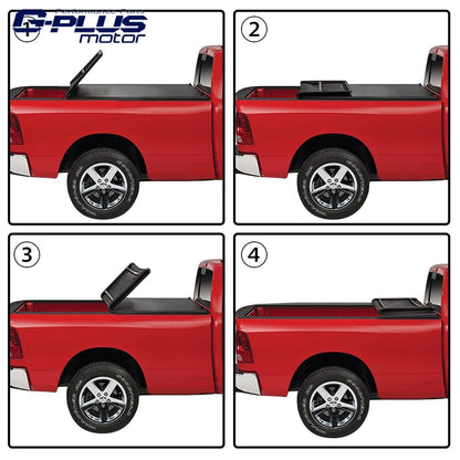 G-PLUS Soft Quad Fold Truck Bed Tonneau Cover Compatible with Toyota Tundra 2014-2019 8' Extra Long Bed