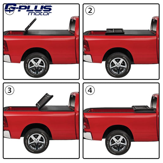 G-PLUS Soft Quad Fold Truck Bed Tonneau Cover Compatible with Toyota Tundra 2014-2019 8' Extra Long Bed