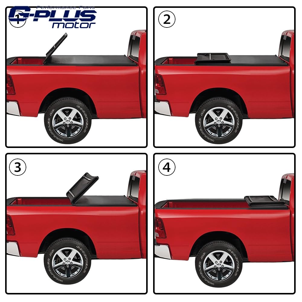 G-PLUS Soft Quad Fold Truck Bed Tonneau Cover Compatible with Chevy Silverado/GMC Sierra 2004-2007 (2007 Classic Body) 5'8" Extra Short Bed