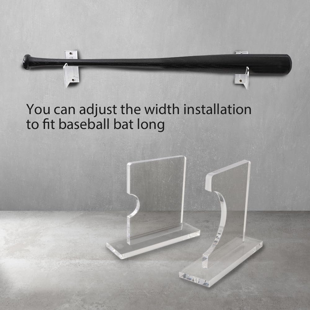 G-PLUS Baseball Bat Wall Mount for Horizontal Display, Alternative to Display Case, Clear Acrylic Mount Hanger Rack