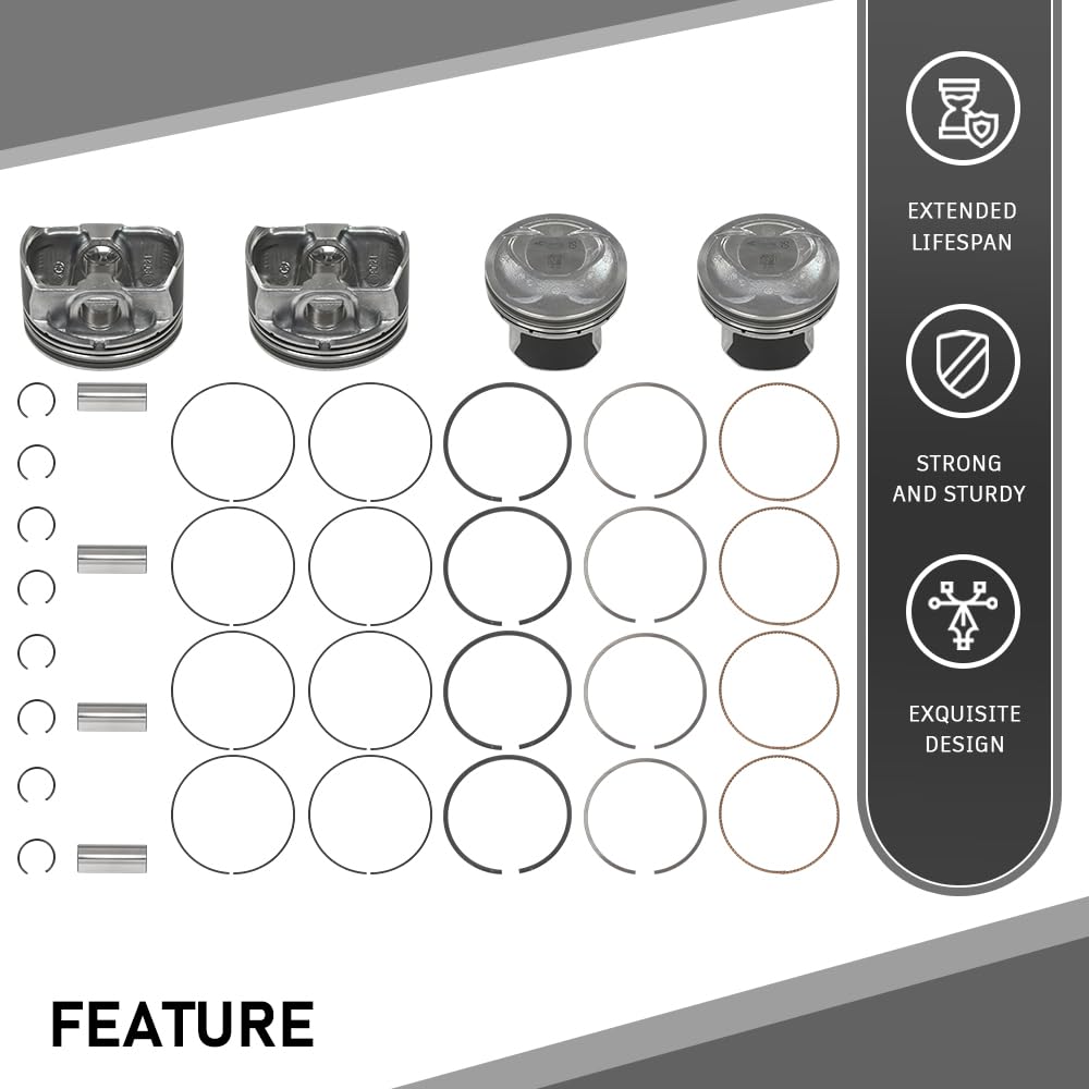 G-PLUS 0.50MM Engine Piston w/Rings Pin Kit Compatible with Kia Optima Sorento 2.4L 2011-2013,Fit Hyundai Sonata Kia 2.4L 2011-2019 23040-2G500