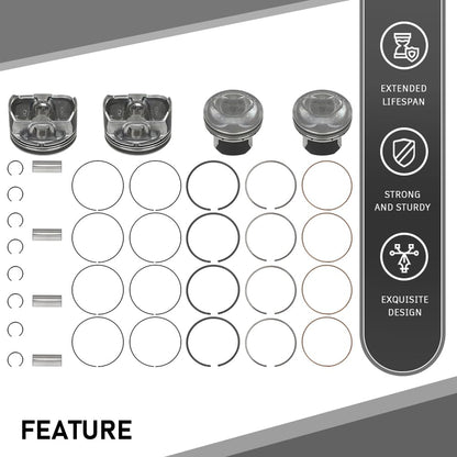 G-PLUS 0.50MM Engine Piston w/Rings Pin Kit Compatible with Kia Optima Sorento 2.4L 2011-2013,Fit Hyundai Sonata Kia 2.4L 2011-2019 23040-2G500