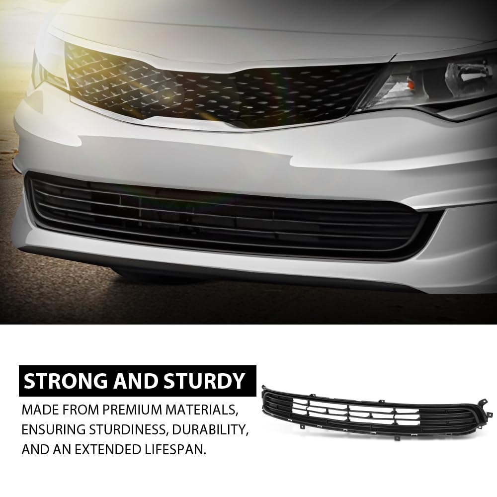 G-PLUS Front Bumper Lower Grille Grill Compatible with Kia Optima EX 2016 2017 2018 Matte Black Grill Assembly Replace OE 86560D5010