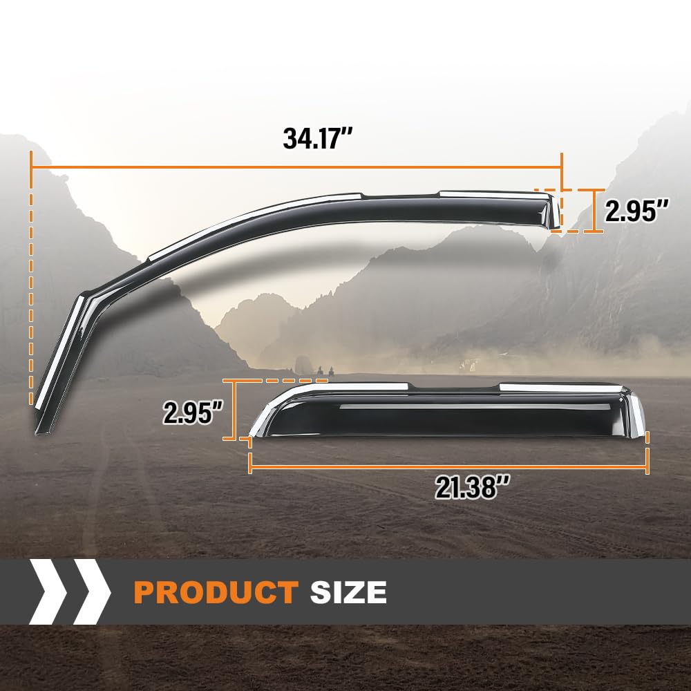 G-PLUS in-Channel Side Window Vent Visor Deflectors Rain Guards Fit Chevy Silverado 1500/2500 / 2500HD / 3500HD & GMC Sierra 1500 / 2500HD / 1500 Limited / 1500 LD Double Cab 2014-2019 4 PCS Smoky