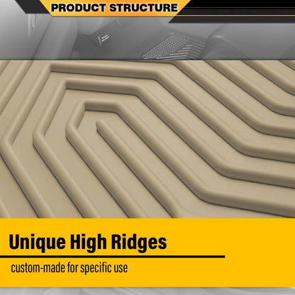 Floor Mats Fit Chevy Silverado 1500 Double Cab 2019-2024 All Weather Protection TPE Floor Liner Waterproof Cargo Liner 1st & 2nd Row Beige 2PCS, alfombras para carro