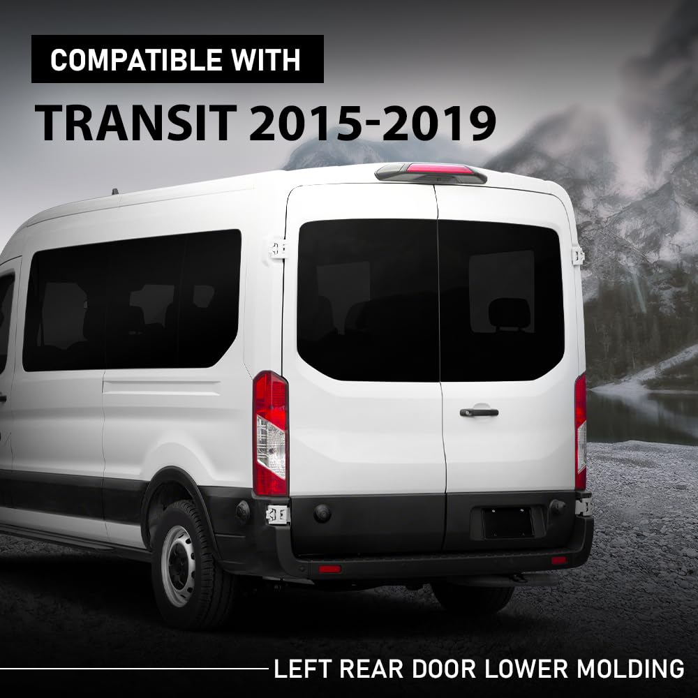 G-PLUS Left Driver Rear Door Lower Molding Compatible with Ford Transit/Transit-150/Transit-250/Transit-350 2015-2019,Without Camera Hole KK3Z-99425B28-BC