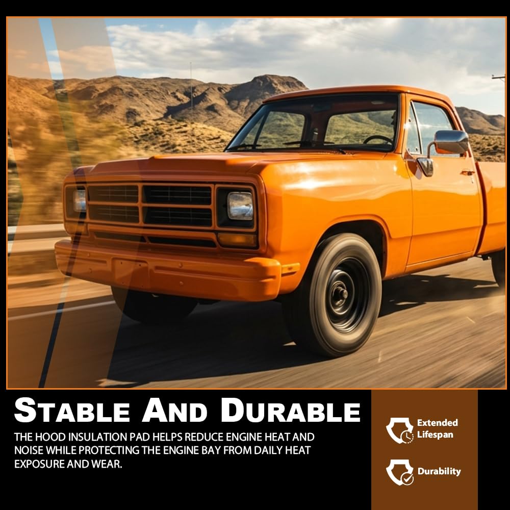 G-PLUS Hood Insulation Pad w/ Clips Compatible with Dodge Ram Truck 1981-1993 | OE Replacement | Noise & Heat Reduction | 1-Year Warranty