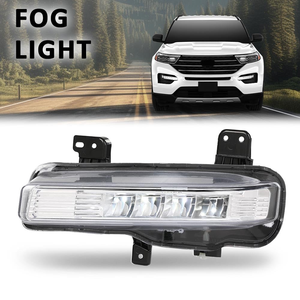 G-PLUS LED Front Left Fog Light Lamp Assembly, Compatible with Ford Explorer 2020-2024 (Except Timberline Model), Driver Side, LB5Z15201A, LB5Z15201B