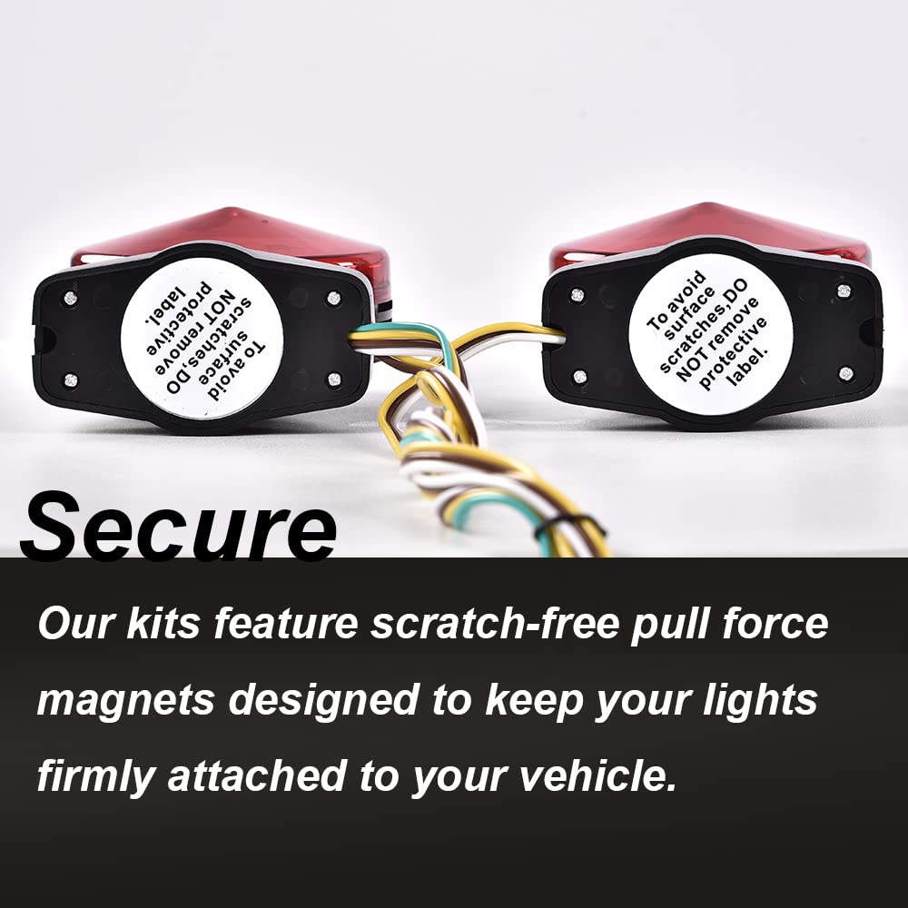 G-PLUS 12V Magnetic Towing Trailer Light Kit LED Tow Trailer Lights Brake Tail Signal Compatible with Towing Trucks/Wrecker/RV LED Magnetic