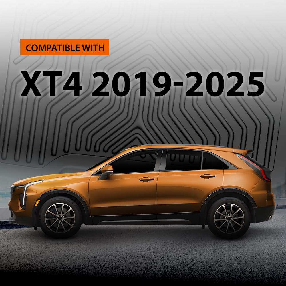 G-PLUS TPE Floor Mats Fit Cadillac XT4 2019-2025 1st & 2nd Row Truck Accessories Cargo Liners All Weather Protection 3PCS Black Alfombras para Carro